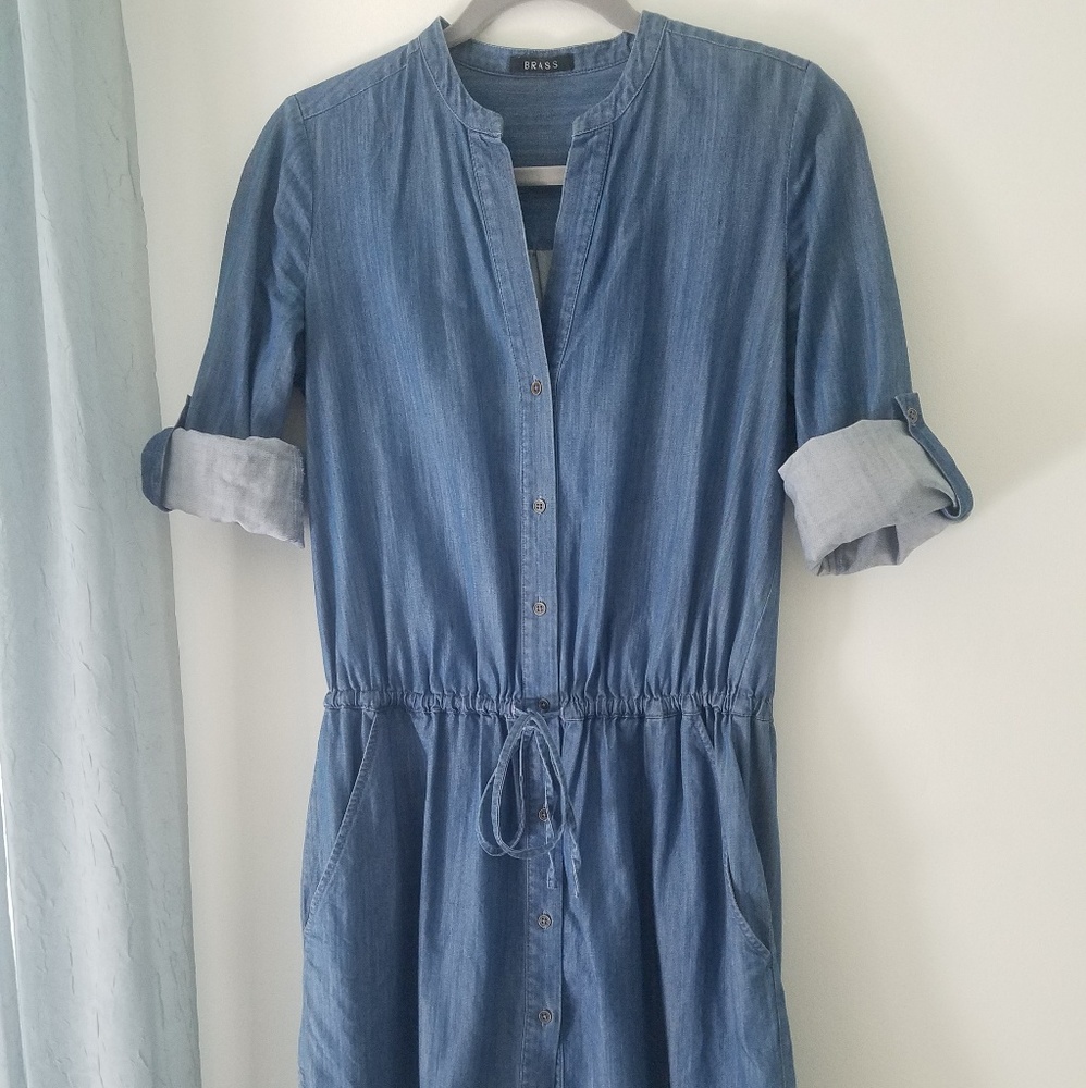 Brass Denim Jean Dress with pockets